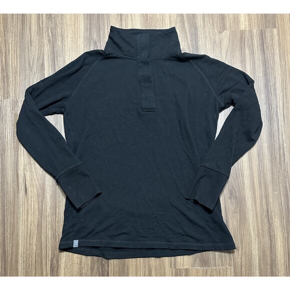 Free Fly Black Pullover Snap Button 1/4 Bamboo Fleece Sweater Men's Sz M - Picture 1 of 7